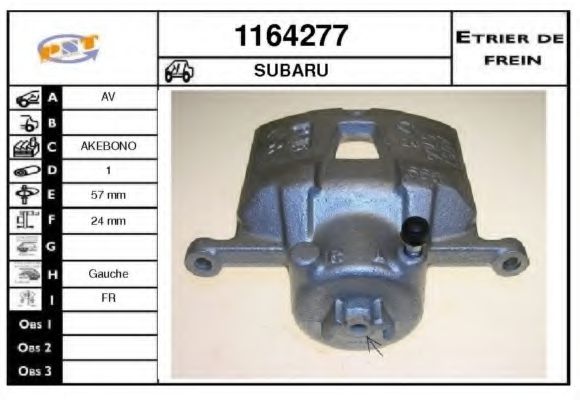 SNRA 1164277 Тормозной суппорт для SUBARU (Субару) SNRA 1164277 Тормозной суппорт для SUBARU (Субару)