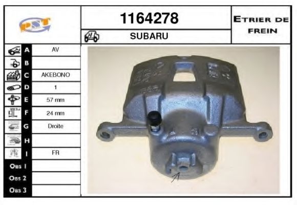 SNRA 1164278 Тормозной суппорт для SUBARU (Субару) SNRA 1164278 Тормозной суппорт для SUBARU (Субару)