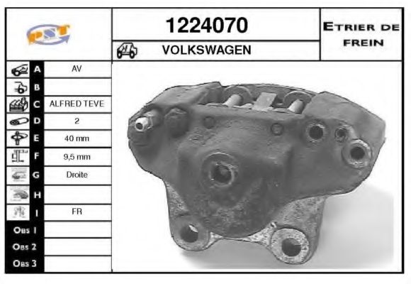 SNRA 1224070 Тормозной суппорт для VOLKSWAGEN BEETLE (Фольксваген Битл) SNRA 1224070 Тормозной суппорт для VOLKSWAGEN BEETLE (Фольксваген Битл)