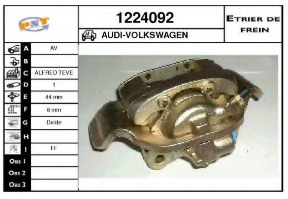 SNRA 1224092 Тормозной суппорт для VOLKSWAGEN DERBY (Фольксваген Дэрбъ) SNRA 1224092 Тормозной суппорт для VOLKSWAGEN DERBY (Фольксваген Дэрбъ)