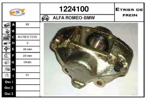 SNRA 1224100 Тормозной суппорт для ALFA ROMEO GTV (Альфа ромео Гтv) SNRA 1224100 Тормозной суппорт для ALFA ROMEO GTV (Альфа ромео Гтv)