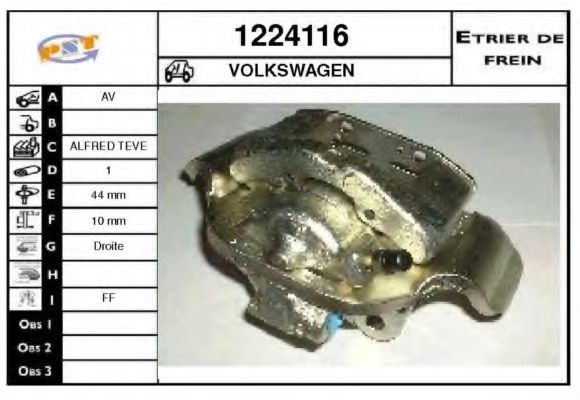 SNRA 1224116 Тормозной суппорт для VOLKSWAGEN DERBY (Фольксваген Дэрбъ) SNRA 1224116 Тормозной суппорт для VOLKSWAGEN DERBY (Фольксваген Дэрбъ)