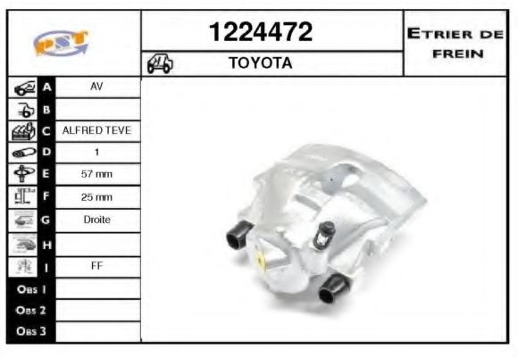SNRA 1224472 Тормозной суппорт для TOYOTA AVENSIS (Тойота/тоета Авенсис) SNRA 1224472 Тормозной суппорт для TOYOTA AVENSIS (Тойота/тоета Авенсис)