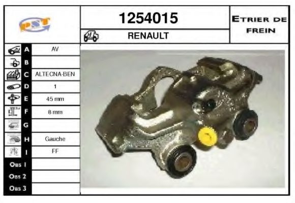 SNRA 1254015 Тормозной суппорт для RENAULT SUPER 5 (Рено Супэр 5) SNRA 1254015 Тормозной суппорт для RENAULT SUPER 5 (Рено Супэр 5)