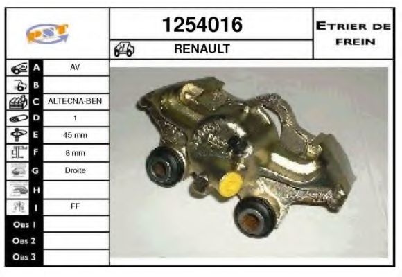 SNRA 1254016 Тормозной суппорт для RENAULT SUPER 5 (Рено Супэр 5) SNRA 1254016 Тормозной суппорт для RENAULT SUPER 5 (Рено Супэр 5)