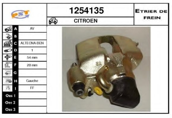 SNRA 1254135 Тормозной суппорт для CITROËN XANTIA (CитроËн Ксантиа) SNRA 1254135 Тормозной суппорт для CITROËN XANTIA (CитроËн Ксантиа)