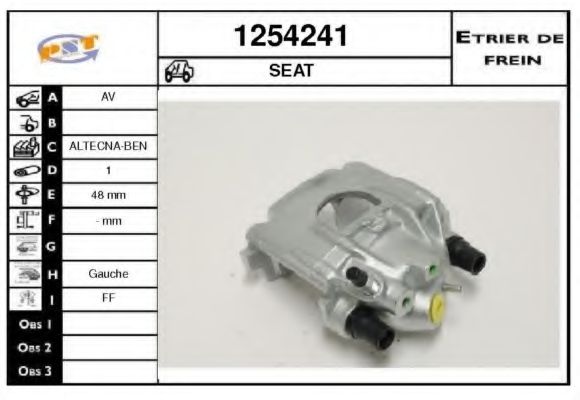 SNRA 1254241 Тормозной суппорт для SEAT AROSA (Сеат Ароса) SNRA 1254241 Тормозной суппорт для SEAT AROSA (Сеат Ароса)