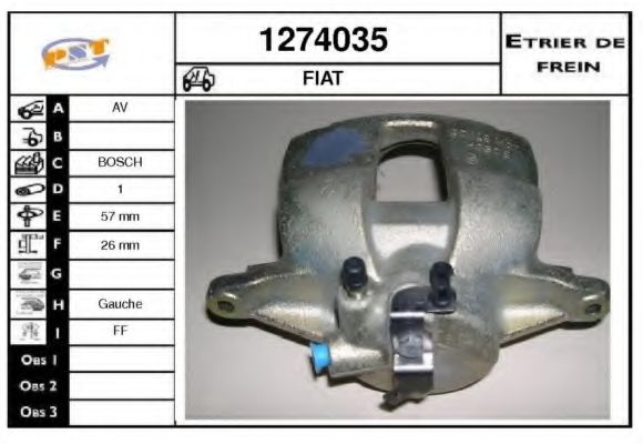 SNRA 1274035 Тормозной суппорт для FIAT RITMO III (Фиат Ритмо 3) SNRA 1274035 Тормозной суппорт для FIAT RITMO III (Фиат Ритмо 3)