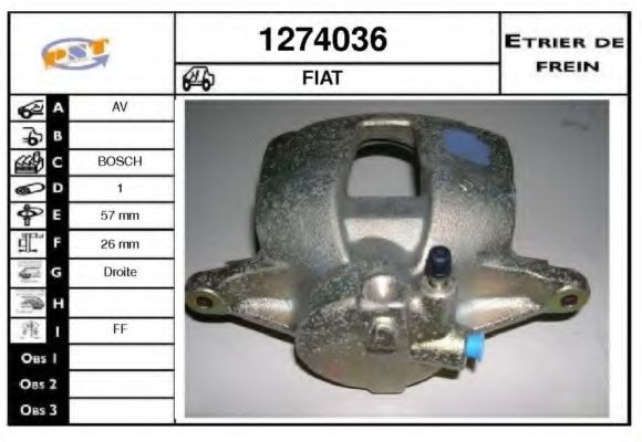 SNRA 1274036 Тормозной суппорт для FIAT RITMO III (Фиат Ритмо 3) SNRA 1274036 Тормозной суппорт для FIAT RITMO III (Фиат Ритмо 3)