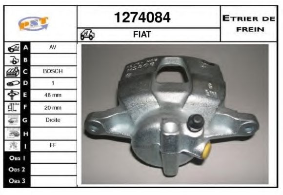 SNRA 1274084 Тормозной суппорт для FIAT 500 C (Фиат 500 c) SNRA 1274084 Тормозной суппорт для FIAT 500 C (Фиат 500 c)