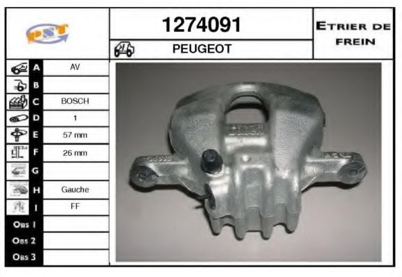 SNRA 1274091 Тормозной суппорт для PEUGEOT 308 (Пежо 308) SNRA 1274091 Тормозной суппорт для PEUGEOT 308 (Пежо 308)