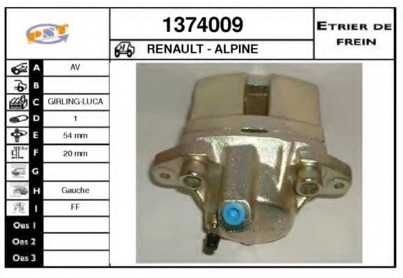 SNRA 1374009 Тормозной суппорт для RENAULT FUEGO (Рено Фуэго) SNRA 1374009 Тормозной суппорт для RENAULT FUEGO (Рено Фуэго)