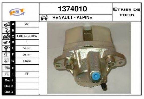 SNRA 1374010 Тормозной суппорт для RENAULT FUEGO (Рено Фуэго) SNRA 1374010 Тормозной суппорт для RENAULT FUEGO (Рено Фуэго)