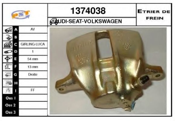 SNRA 1374038 Тормозной суппорт для AUDI 80 (Ауди 80) SNRA 1374038 Тормозной суппорт для AUDI 80 (Ауди 80)
