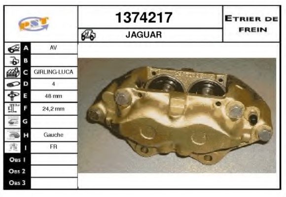 SNRA 1374217 Тормозной суппорт для JAGUAR (Ягуар) SNRA 1374217 Тормозной суппорт для JAGUAR (Ягуар)