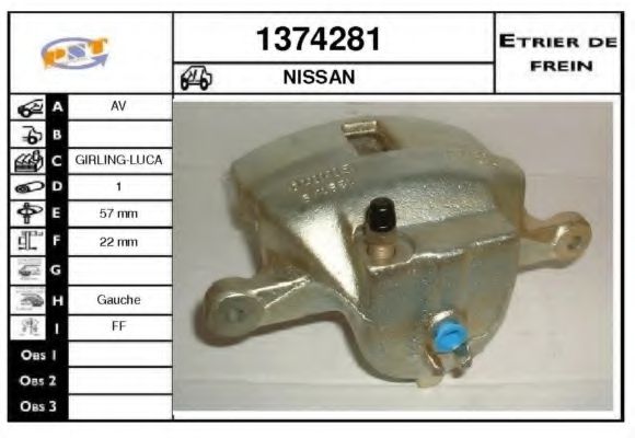 SNRA 1374281 Тормозной суппорт для NISSAN PRIMERA (Ниссан Примера) SNRA 1374281 Тормозной суппорт для NISSAN PRIMERA (Ниссан Примера)