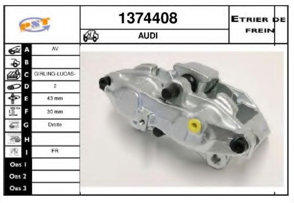 SNRA 1374408 Тормозной суппорт для AUDI A8 (Ауди А8) SNRA 1374408 Тормозной суппорт для AUDI A8 (Ауди А8)