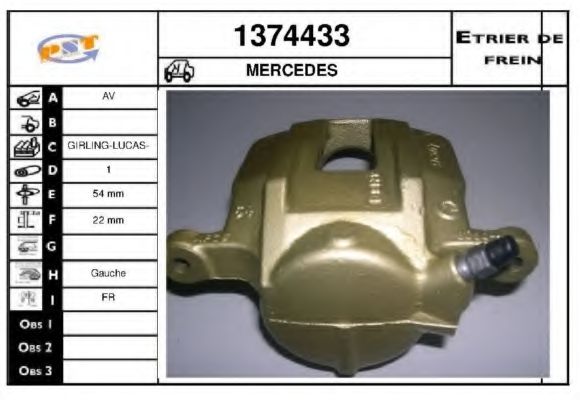 SNRA 1374433 Тормозной суппорт для MERCEDES-BENZ A-CLASS (Мэрcэдэс-бэнз А класс) SNRA 1374433 Тормозной суппорт для MERCEDES-BENZ A-CLASS (Мэрcэдэс-бэнз А класс)