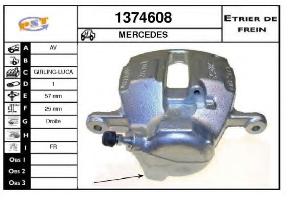 SNRA 1374608 Тормозной суппорт для MERCEDES-BENZ C-CLASS SCOUPE (Мэрcэдэс-бэнз С класс сcоупэ) SNRA 1374608 Тормозной суппорт для MERCEDES-BENZ C-CLASS SCOUPE (Мэрcэдэс-бэнз С класс сcоупэ)