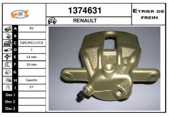 SNRA 1374631 Тормозной суппорт для RENAULT ZOE (Рено Зоэ) SNRA 1374631 Тормозной суппорт для RENAULT ZOE (Рено Зоэ)