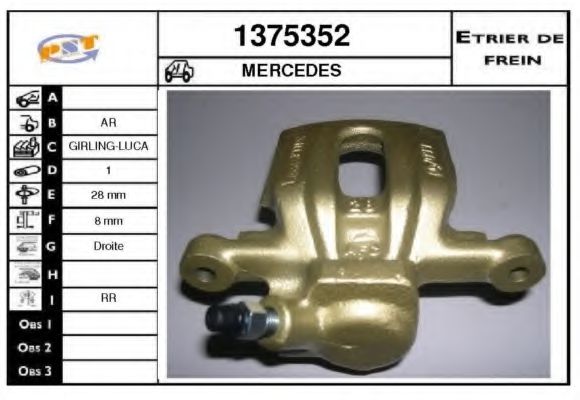 SNRA 1375352 Тормозной суппорт для MERCEDES-BENZ A-CLASS (Мэрcэдэс-бэнз А класс) SNRA 1375352 Тормозной суппорт для MERCEDES-BENZ A-CLASS (Мэрcэдэс-бэнз А класс)