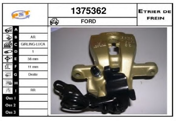 SNRA 1375362 Тормозной суппорт для FORD (Форд) SNRA 1375362 Тормозной суппорт для FORD (Форд)