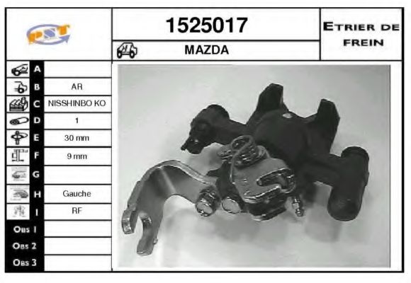 SNRA 1525017 Тормозной суппорт для MAZDA 323 F V (Мазда 323 ф5) SNRA 1525017 Тормозной суппорт для MAZDA 323 F V (Мазда 323 ф5)