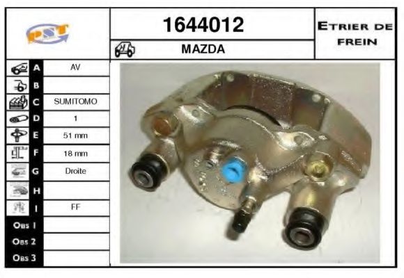 SNRA 1644012 Тормозной суппорт для MAZDA 323 III (Мазда 323 3) SNRA 1644012 Тормозной суппорт для MAZDA 323 III (Мазда 323 3)