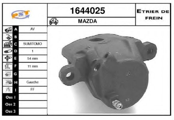 SNRA 1644025 Тормозной суппорт для MAZDA GLC II (Мазда Глc 2) SNRA 1644025 Тормозной суппорт для MAZDA GLC II (Мазда Глc 2)