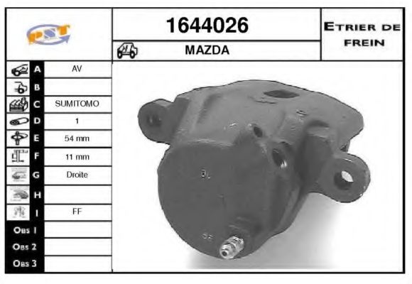 SNRA 1644026 Тормозной суппорт для MAZDA GLC II (Мазда Глc 2) SNRA 1644026 Тормозной суппорт для MAZDA GLC II (Мазда Глc 2)