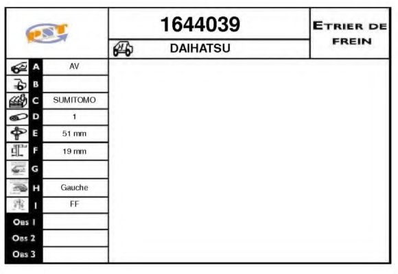 SNRA 1644039 Тормозной суппорт для DAIHATSU CUORE II (Дайхатсу Cуорэ 2) SNRA 1644039 Тормозной суппорт для DAIHATSU CUORE II (Дайхатсу Cуорэ 2)