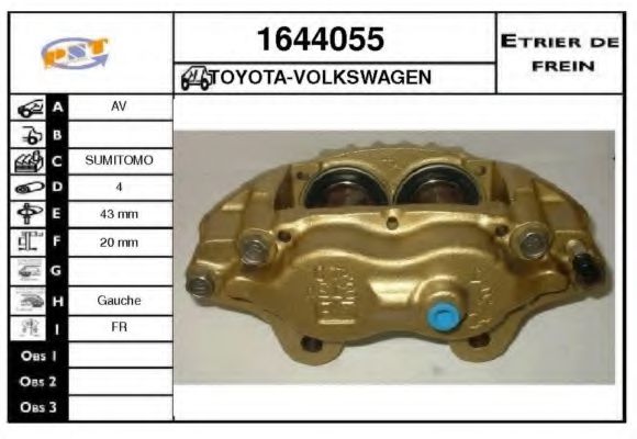 SNRA 1644055 Тормозной суппорт для TOYOTA HILUX II (Тойота/тоета Хилуx 2) SNRA 1644055 Тормозной суппорт для TOYOTA HILUX II (Тойота/тоета Хилуx 2)