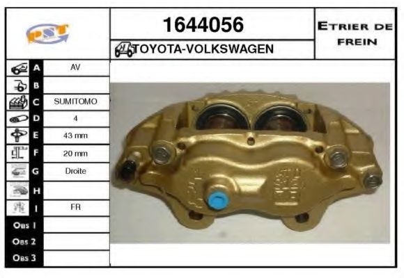 SNRA 1644056 Тормозной суппорт для TOYOTA HILUX II (Тойота/тоета Хилуx 2) SNRA 1644056 Тормозной суппорт для TOYOTA HILUX II (Тойота/тоета Хилуx 2)