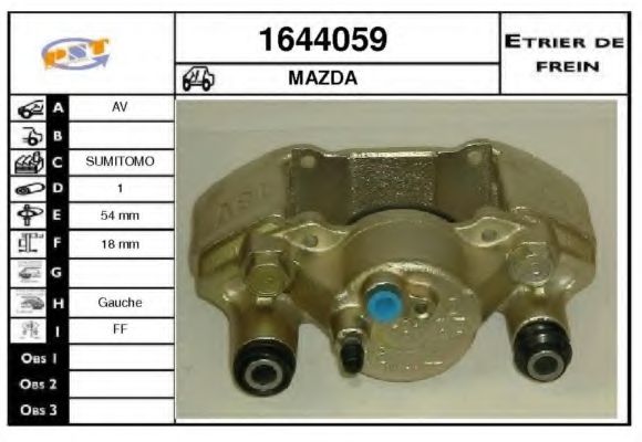 SNRA 1644059 Тормозной суппорт для MAZDA 323 P V (Мазда 323 пв) SNRA 1644059 Тормозной суппорт для MAZDA 323 P V (Мазда 323 пв)