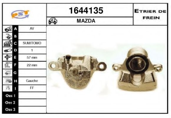SNRA 1644135 Тормозной суппорт для MAZDA 323 F V (Мазда 323 ф5) SNRA 1644135 Тормозной суппорт для MAZDA 323 F V (Мазда 323 ф5)
