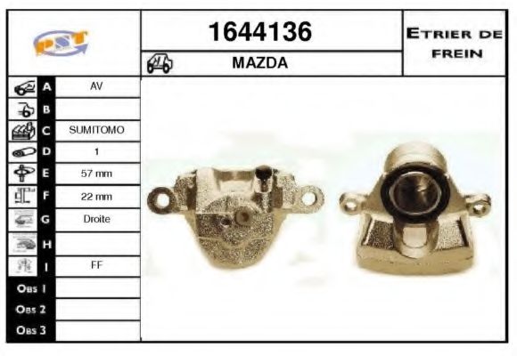 SNRA 1644136 Тормозной суппорт для MAZDA 323 F V (Мазда 323 ф5) SNRA 1644136 Тормозной суппорт для MAZDA 323 F V (Мазда 323 ф5)
