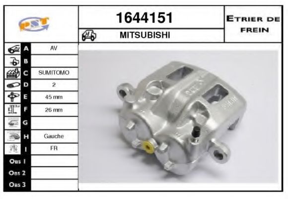 SNRA 1644151 Тормозной суппорт для MITSUBISHI PAJERO FULL IV (Митсубиши/митсубиси Пажэро фулл иv) SNRA 1644151 Тормозной суппорт для MITSUBISHI PAJERO FULL IV (Митсубиши/митсубиси Пажэро фулл иv)