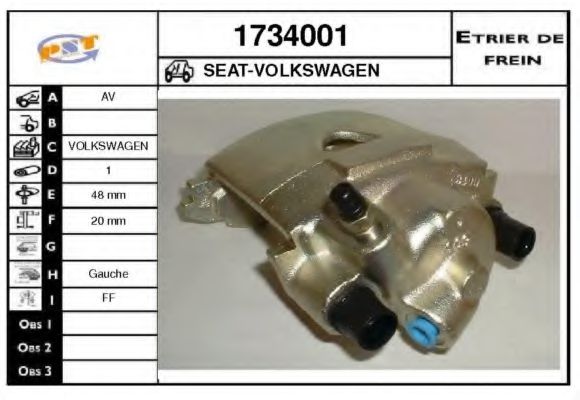 SNRA 1734001 Тормозной суппорт для VOLKSWAGEN SCIROCCO (Фольксваген Сcироccо) SNRA 1734001 Тормозной суппорт для VOLKSWAGEN SCIROCCO (Фольксваген Сcироccо)