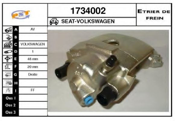 SNRA 1734002 Тормозной суппорт для VOLKSWAGEN SCIROCCO (Фольксваген Сcироccо) SNRA 1734002 Тормозной суппорт для VOLKSWAGEN SCIROCCO (Фольксваген Сcироccо)