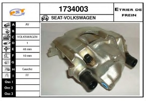 SNRA 1734003 Тормозной суппорт для VOLKSWAGEN DERBY (Фольксваген Дэрбъ) SNRA 1734003 Тормозной суппорт для VOLKSWAGEN DERBY (Фольксваген Дэрбъ)