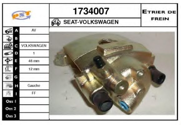 SNRA 1734007 Тормозной суппорт для VOLKSWAGEN SCIROCCO (Фольксваген Сcироccо) SNRA 1734007 Тормозной суппорт для VOLKSWAGEN SCIROCCO (Фольксваген Сcироccо)