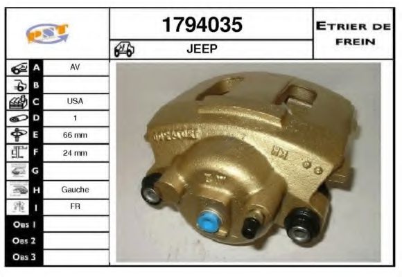 SNRA 1794035 Тормозной суппорт для JEEP WRANGLER / TJ II (Джип Вранглэр / тж 2) SNRA 1794035 Тормозной суппорт для JEEP WRANGLER / TJ II (Джип Вранглэр / тж 2)