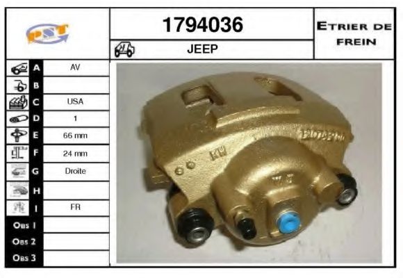 SNRA 1794036 Тормозной суппорт для JEEP WRANGLER / TJ II (Джип Вранглэр / тж 2) SNRA 1794036 Тормозной суппорт для JEEP WRANGLER / TJ II (Джип Вранглэр / тж 2)