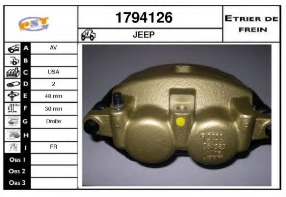 SNRA 1794126 Тормозной суппорт для JEEP GRAND CHEROKEE III (Джип Гранд чироки 3) SNRA 1794126 Тормозной суппорт для JEEP GRAND CHEROKEE III (Джип Гранд чироки 3)