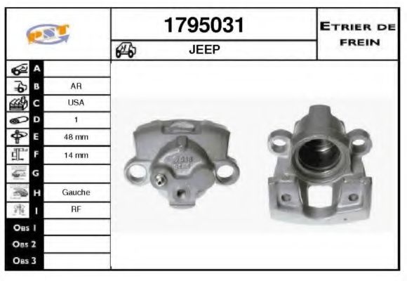 SNRA 1795031 Тормозной суппорт для JEEP GRAND CHEROKEE III (Джип Гранд чироки 3) SNRA 1795031 Тормозной суппорт для JEEP GRAND CHEROKEE III (Джип Гранд чироки 3)
