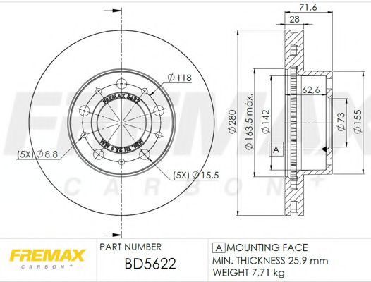FREMAX BD-5622 Тормозной диск для FIAT DUCATO (Фиат Дукато) FREMAX BD-5622 Тормозной диск для FIAT DUCATO (Фиат Дукато)