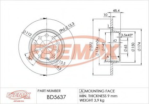 FREMAX BD-5637 Тормозной диск для SEAT (Сеат) FREMAX BD-5637 Тормозной диск для SEAT (Сеат)