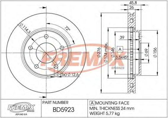 FREMAX BD-5923 Тормозной диск для MITSUBISHI LANCER (Митсубиши/митсубиси Ланcэр) FREMAX BD-5923 Тормозной диск для MITSUBISHI LANCER (Митсубиши/митсубиси Ланcэр)