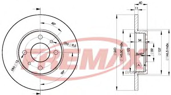 FREMAX BD-3465 Тормозной диск для ABARTH (Абартх) FREMAX BD-3465 Тормозной диск для ABARTH (Абартх)