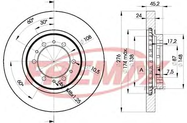 FREMAX BD-8716 Тормозной диск для MITSUBISHI COLT/RODEO (Митсубиши/митсубиси Cолт/родэо) FREMAX BD-8716 Тормозной диск для MITSUBISHI COLT/RODEO (Митсубиши/митсубиси Cолт/родэо)